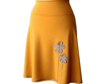 Aline skirt, Basic skirt, Mustard skirt, A line Custom skirt, Jersey skirt, Applique skirt, Handmade skirt, Plus size skirt, Plus size