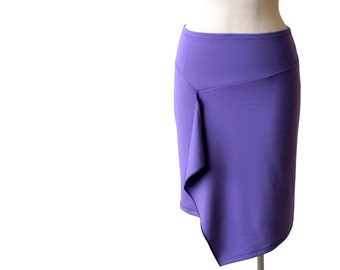 Asymmetric tulip wrap skirt Jersey wrap skirt Knee length pencil skirt Spring skirt Womens plus size skirt Plus size clothing Wrap skirt