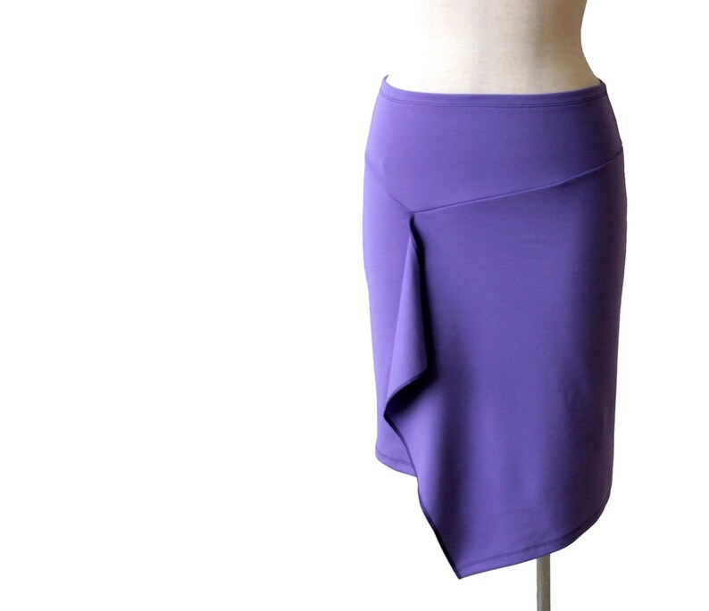 Asymmetric Tulip Wrap Skirt Jersey Wrap Skirt Knee Length Pencil Skirt