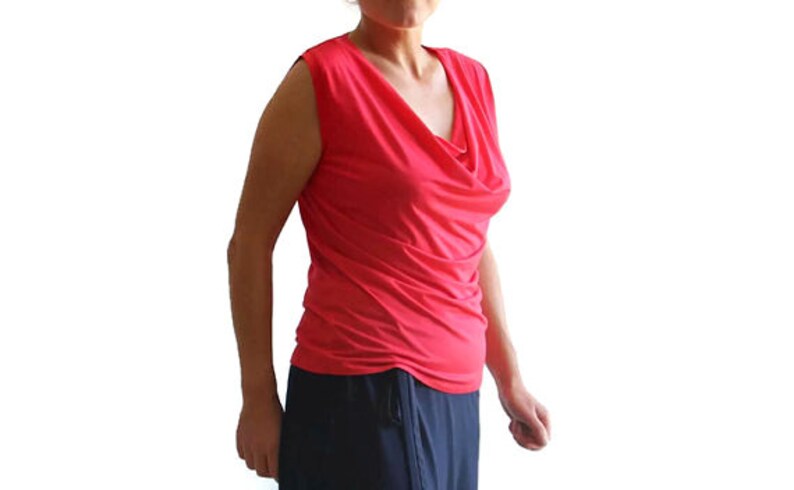 Sleeveless top Plus size clothing Tank top Plus size top Summer blouse Cowl top Cowl neck sleeveless blouse Crimson pink t-shirt