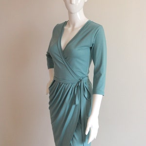 Asymmetric Wrap Dress Wrap Dress With 3/4 Sleeves Blue Wrap - Etsy