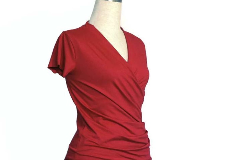 Wrap Top Red Top Summer Top Short Sleeve Maternity Casual - Etsy