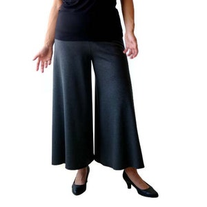 Wide leg pants, Grey pants, Wide pants, Pants skirt, Plus size pants, Womens Loose pants, Plus size clothing, Wide trousers, Jersey pants image 1