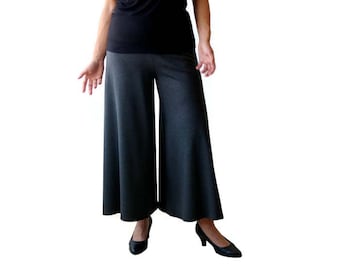 Wide leg pants, Grey pants, Wide pants, Pants skirt, Plus size pants, Womens Loose pants, Plus size clothing, Wide trousers, Jersey pants