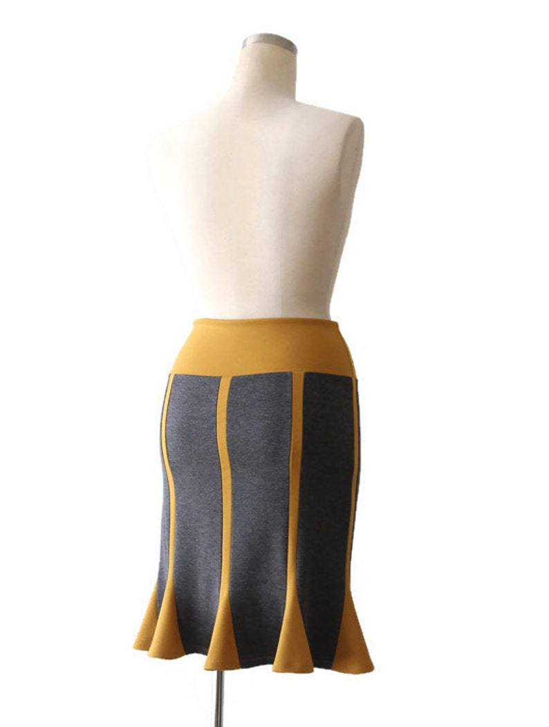 Pencil skirt, Womens Plus Size Clothing, Jersey Skirt, Gray Skirt, Jersey Custom Skirt, Mustard Yellow Skirt, Knee Length Skirt, Skirt image 2