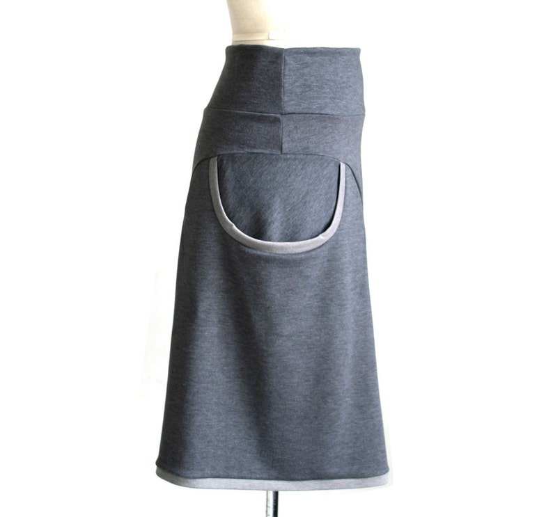 A-line Skirt with Pockets, Custom Made Skirt, Jersey Skirt, Plus Size Skirt, Womens Clothing, Black Skirt With Pockets, Aline Pocket Skirt image 3