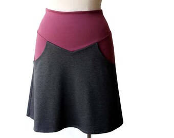 Knee length skirt, Plus size skirt,  Knee skirt, A line skirt, Plus size grey skirt, Jersey skirt, Skirt with pockets, Plus size clothing