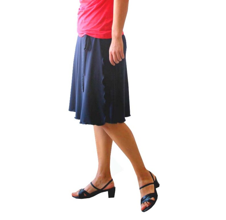 Plus Size Aline Wrap Skirt Navy Blue Skirt Knee Length Etsy