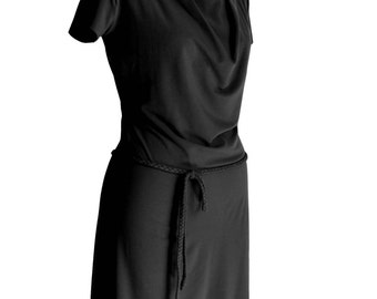 Cowl Neck Dress, Classic Dress, Plus Size Clothing, Summer Dress, Black dress, Short sleeve Dress, Plus Size Dress, Black cowl dress