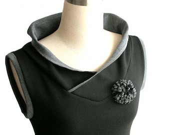 Black jersey vest, Spring vest top, Custom Sleeveless blouse, Black hoodie, Sleeveless hoodie, Womens top, Plus size clothing Hoodie vest