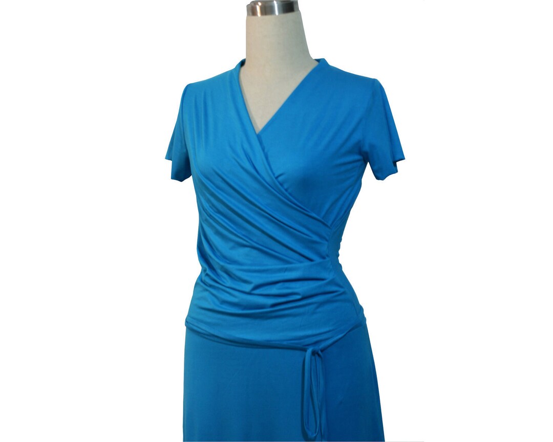 Blue Wrap Dress Plus Size Wrap Dress Custom Wrap Dress - Etsy