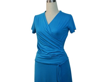 Blue Wrap Dress, Plus Size Wrap Dress, Custom Wrap Dress, Custom Plus Size Dress, Day Wrap Dress, Plus Size Clothing, Wrap dress, Dress