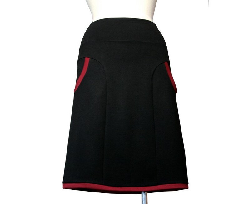 A-line Skirt with Pockets, Custom Made Skirt, Jersey Skirt, Plus Size Skirt, Womens Clothing, Black Skirt With Pockets, Aline Pocket Skirt image 2