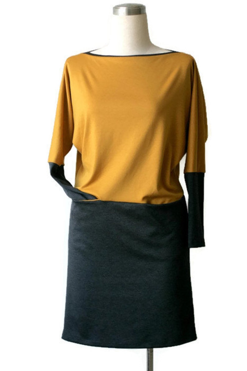 Mustard Dress Batwing Dress Long Sleeve Dress Loose Dress - Etsy