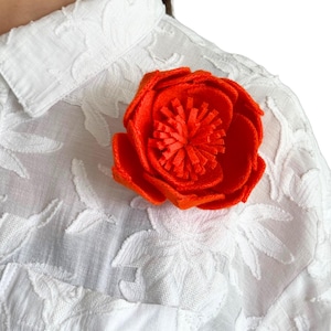 Handmade Wool Peony Brooch | Small Floral Pin | Upcycled Heritage Wool | One-of-a-Kind Accessory And Gift