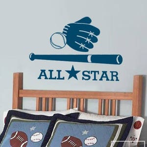 Baseball Wall Decal, Baseball Wall Sticker, Sports Wall Decal, All Star Baseball Sports Vinyl Wall Decal, Boys Room Sports Wall Decal