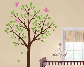 Tree and Birds Wall Decal, Tree Wall Decal for Nursery Kids Room Decor, Tree Nursery Decal, Tree Sticker, Baby Room Tree Decal