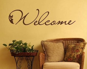 Welcome Wall Decal, Welcome Vinyl Wall Lettering Decal, Welcome Wall Quote Decal for Home Decor, Welcome Wall Sticker Home Decor