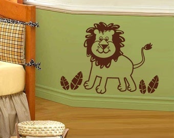 Lion Wall Decal, Jungle Animals Wall Decal, Lion Wall Sticker, Little Jungle Lion Wall Decal for Kids, Lion Nursery Baby Room Wall Decal