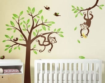 Vinyl Wall Art Decal Sticker - Tree With Monkeys - Kids - Etsy