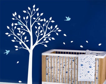 Tree and Birds Wall Decal, TODAY ON SALE, Tree Wall Decal for Nursery Kids Room Decor, Tree with Birds Wall Sticker, Tree Wall Sticker