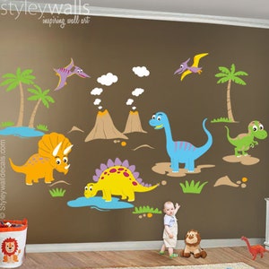 Dinosaurs Wall Decal, Dinos Wall Decal, HUGE Set, Dinosaurs Baby Nursery Kids Playroom Vinyl Wall Decal Wall Decor, Dinosaurs Wall Sticker image 1