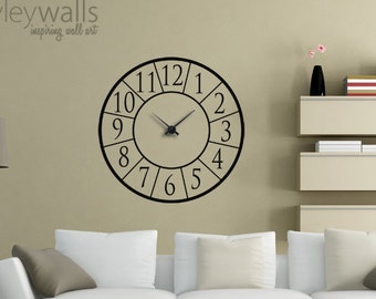 Calcomanía de pared del reloj, pegatina de pared del reloj, calcomanía de pared del reloj moderno, decoración de la pared de la sala de estar, calcomanía de la pared de la oficina, decoración de la pared del reloj, calcomanía de números