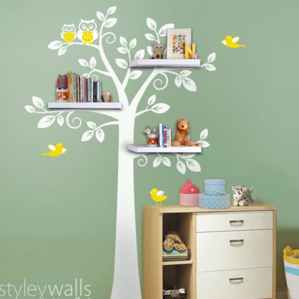 Sticker mural étagère arbre, sticker chambre d'enfant, sticker arbre étagères, sticker arbre de pépinière, sticker déco chambre d'enfant, étagères, sticker arbre