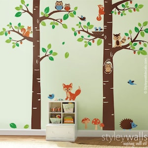 Waldtiere Wandtattoo Baum Wandtattoo Baumkronen Waldtiere Kinderzimmer Baby Spielzimmer Kinder Wandtattoo Wandsticker Bild 1