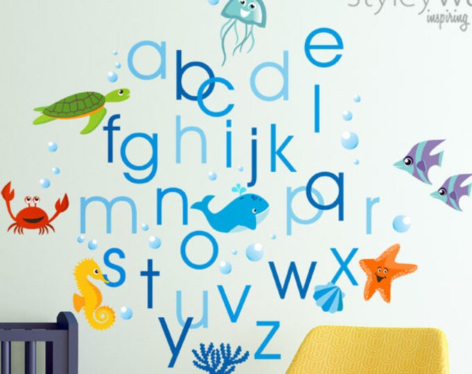 Alphabet Wall Decal, Animals Alphabet Wall Sticker, Letters Wall Decal ...