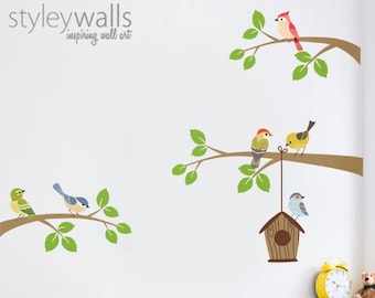 Birds Wall Decal Bird Cages Wall Decal Birds in Birdcage | Etsy