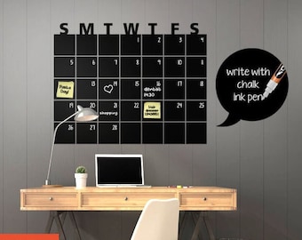 Chalkboard Calendar Wall Decal, Chalk Board Wall Calendar Vinyl Wall Decal Gift Chalkboard Decals Chalkboard Wall Calendar Stickers