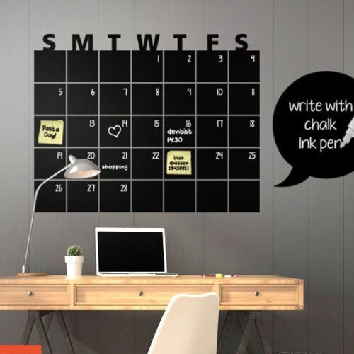 Chalkboard Calendar Wall Decal Chalk Board Wall Calendar Etsy