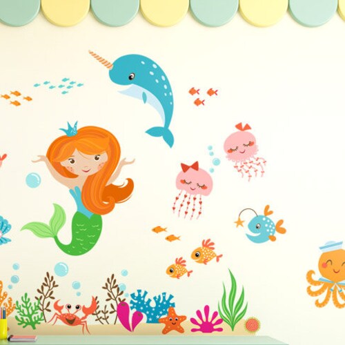 Mermaid Wall Decal Under the Sea Wall Decal Mermaid and Etsy