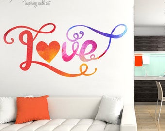 Love Wall Decal, Love Vinyl Lettering, Romantic Lettering, Love Quote Wall Decal for Home Bedroom Wall Decor, Inspirational Vinyl Lettering