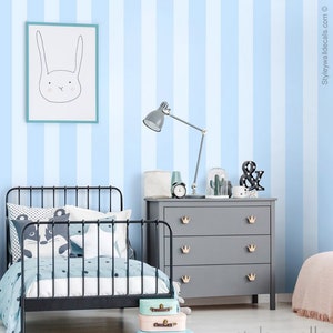 Carta da parati a righe, carta da parati a strisce verticali blu, peeling e bastone, tessuto rimovibile riposizionabile autoadesivo, decorazione per la stanza dei bambini
