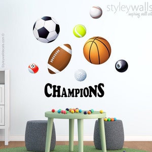 Sport Wall Decal, Balls Wall Decal, Baseball Wall Decal, Football Wall Decal, Basketball Wall Decal, Soccer Wall Decal, Boys Room Decor