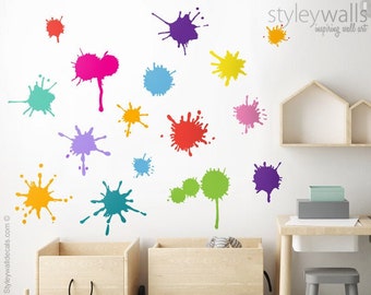 Color Splash Wall Decal, Ink Splash Wall Decal, Multicolor Paint Splash Wall Decal, Colors Wall Decal, Kids Room Nursery Wall Decals