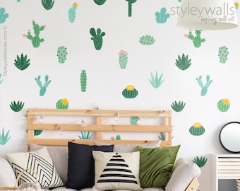 50 pcs Cactus Kids Room Wall Stickers Nursery Decor Decal Art Mural Removable AU 
