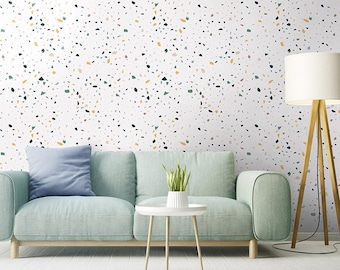 Terrazzo patroonbehang, Italiaans Terrazzo behang, modern behang, herpositioneerbaar stoffenbehang, zelfklevend behang