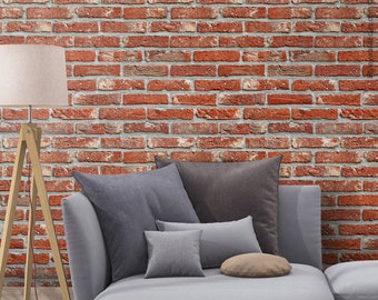 Brick Peel And Stick Wallpaper - 17.3x393 Inch Vintage Brick Wall Decal - View #2