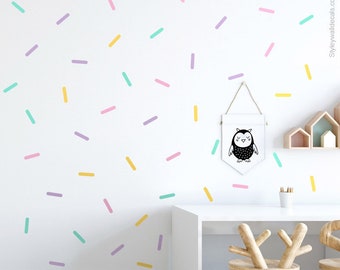 Calcomanía de pared de confeti, calcomanía de pared de confeti colorido, calcomanía de pared de patrón, decoración de pared de confeti, calcomanías de pared de vinilo de la habitación de los niños de la guardería