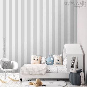 Striped Pattern Wallpaper, Gray Vertical Stripes Peel and Stick Wallpaper, Self Adhesive Repositionable Removable Fabric, Kids Room Decor