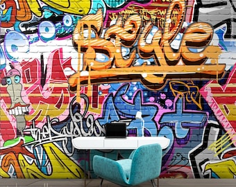 グラフィティ壁画、抽象的な壁アート、グラフィティ壁紙壁画