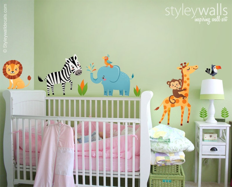Jungle Animals Wall Decal Jungle Wall Decal Sticker Safari Etsy UK