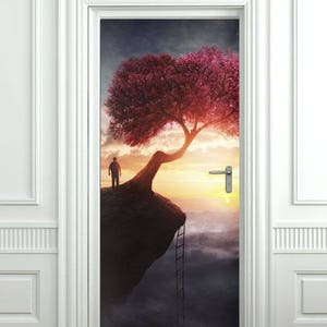 Baum Türaufkleber, Türtapete, Tür Wandbild, Tür Wickelfolie, Fantasy Türtattoo Design, Türdeko, Wohndekor, Schälen und Stock, Türbedeckung