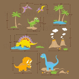 Dinosaurs Wall Decal, Dinos Wall Decal, HUGE Set, Dinosaurs Baby Nursery Kids Playroom Vinyl Wall Decal Wall Decor, Dinosaurs Wall Sticker image 5