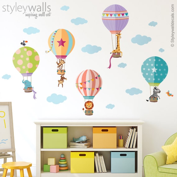 Personalised vintage hot air balloon wall stickerTransport themed decor