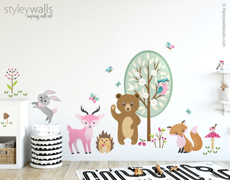Forest Animals Wall Decal Woodland Animals Sticker Woodland Etsy