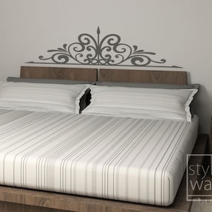Swirly Bed Headboard Wall Decal for Bedroom Decor, Swirling Bed Headboard Vinyl Wall Decal, Bed Headboard Wall Sticker, Bed Room Wall Decor